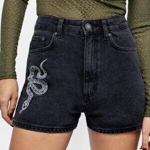 Disturbia - Eden Embroidered Denim Mom Short